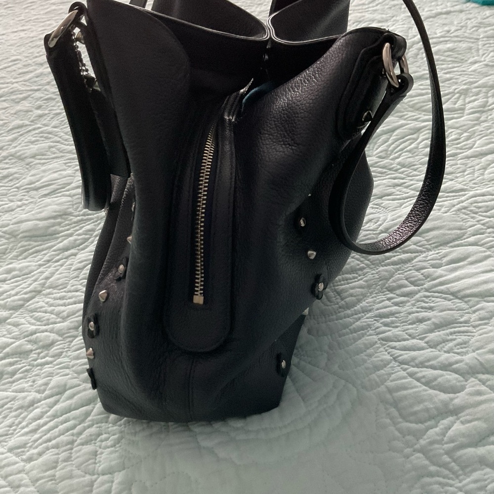 Coach Navy Leather Tote Bag - Picture 3 of 5